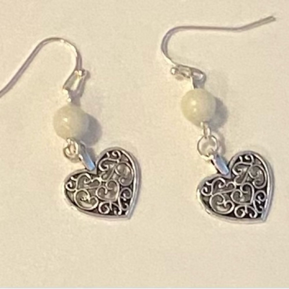 NEW Hearts delight!  White Jade earrings